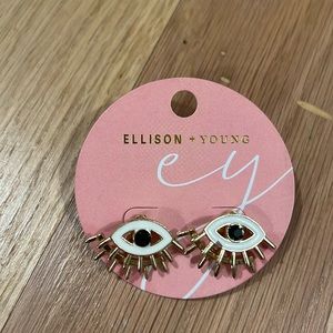 Gold plated brass eye earrings